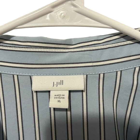 J Jill Striped Blue Button Down Cotton Blend Top - Picture 7 of 13